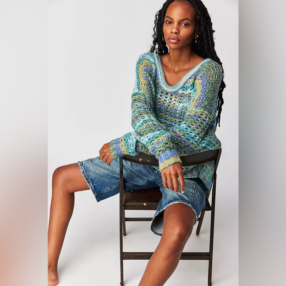 We The Free Sheer Luck Pullover in Citrus Ice Combo